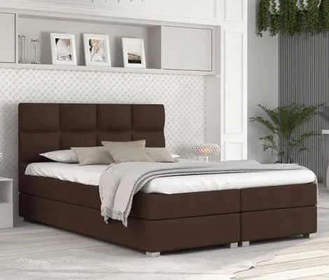 Čalouněná postel SPRING BOX 180x200 s dřevěným zdvižným roštem HNĚDÁ